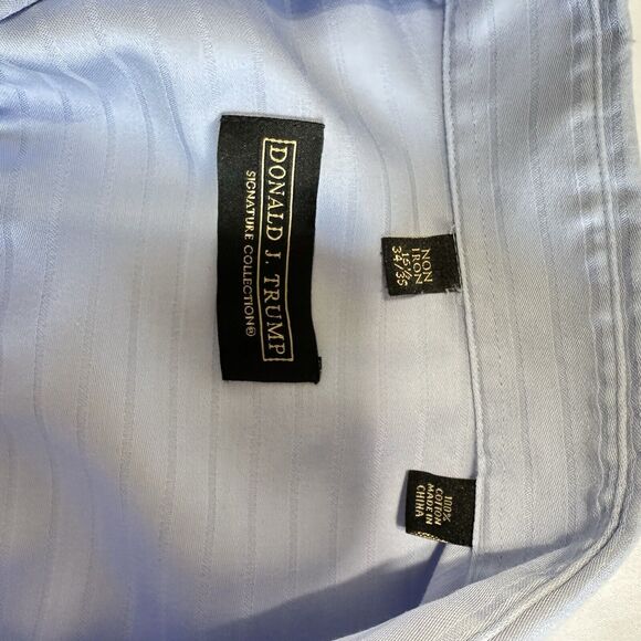 DONALD J TRUMP SIGNATURE MEN'S 15 1/2 34/35 BLUE NO IRON BUTTON DOWN SHIRT - Picture 10 of 10